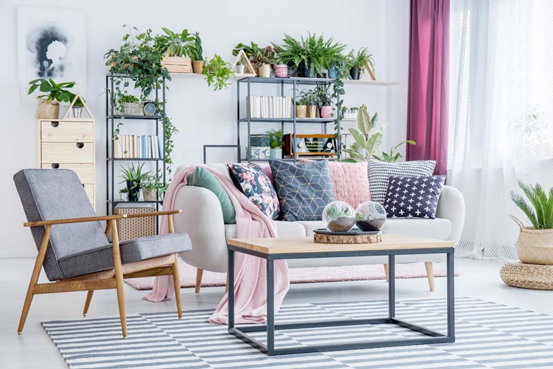 thiết kế nội thất phòng khách phong cách Boho