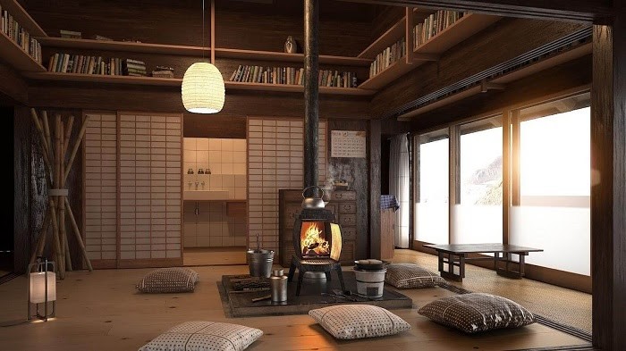 Phòng khách truyền thống theo phong cách Nhật