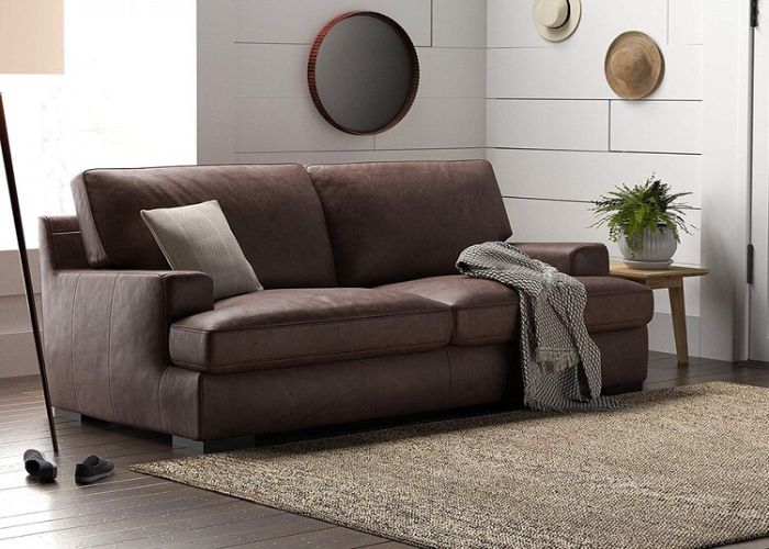 Mẫu Sofa đôi phong cách Eco màu nâu da thật