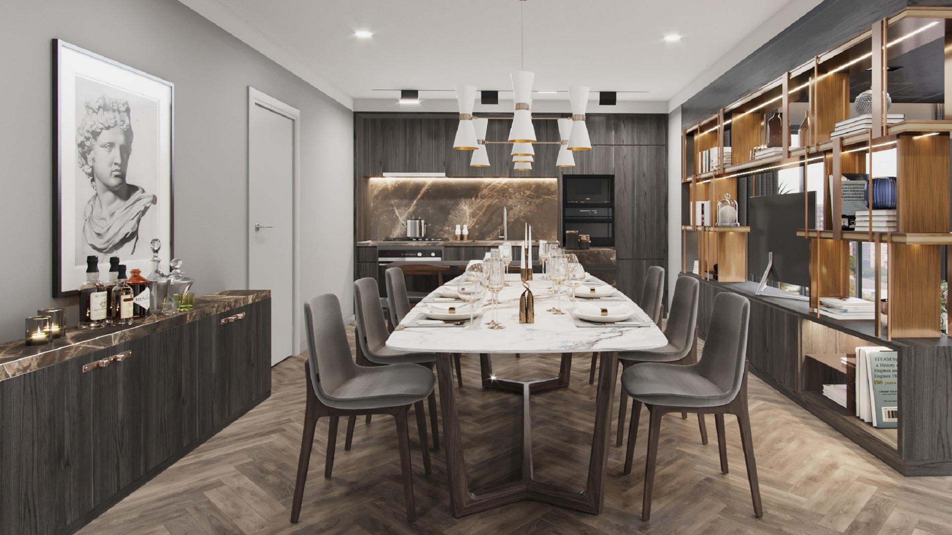 15 bộ bàn ăn đẹp cho phòng bếp chung cư hiện đại