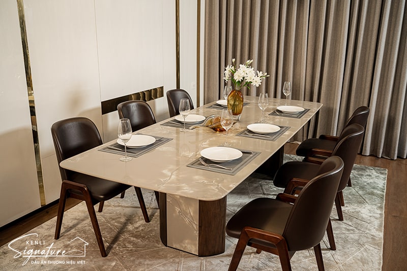 bàn ăn 6 ghế mặt đá CADE