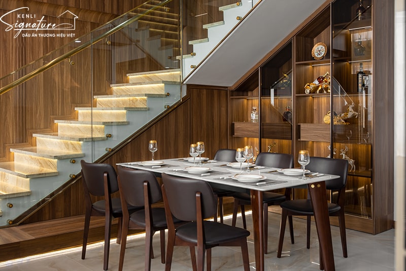 Mẫu bàn ăn 6 ghế mặt đá Henry