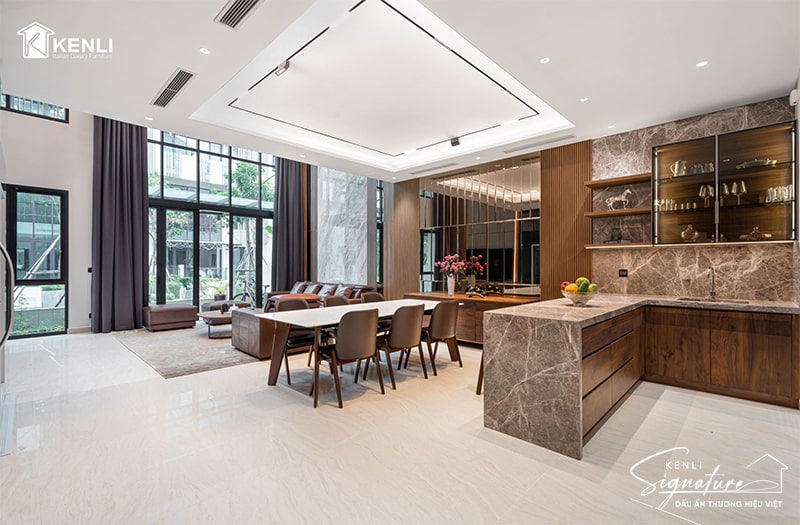 Bàn ăn gỗ 6 ghế – Gắn kết đủ đầy, sống trọn tinh tế 3 bàn ăn gỗ sồi 6 ghế mặt đá HENRY Kenli