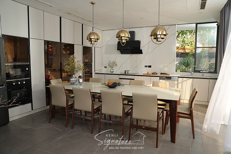 phối bàn đá 10 ghế theo phong cách sống