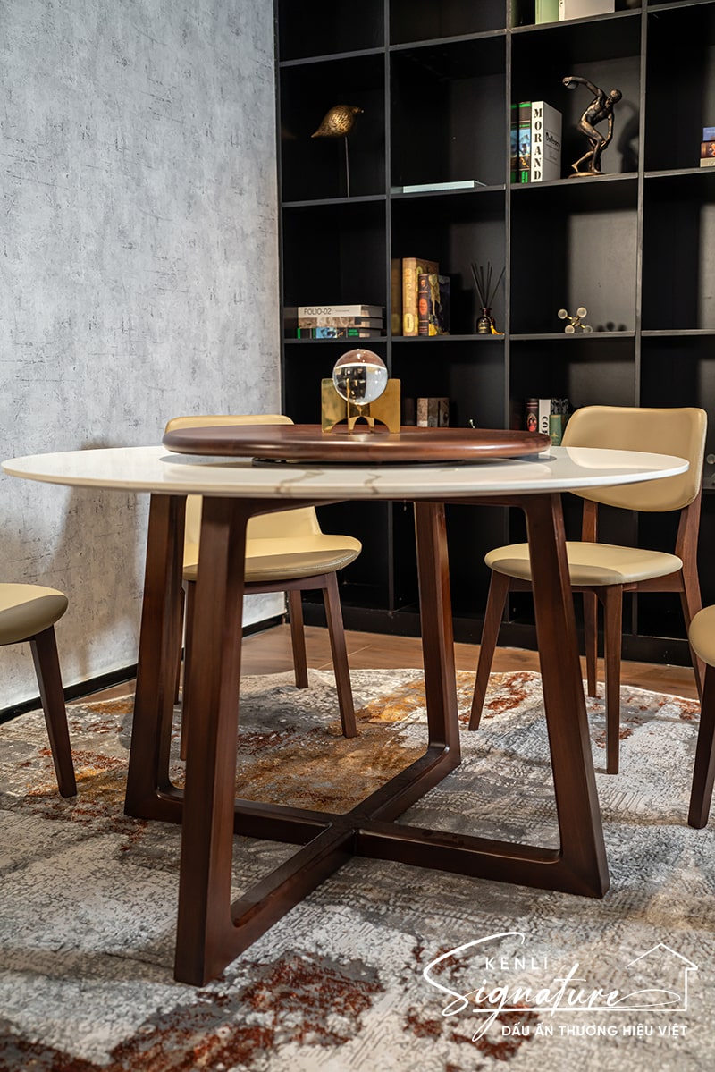 bộ bàn ăn gỗ sồi 8 ghế LUNA