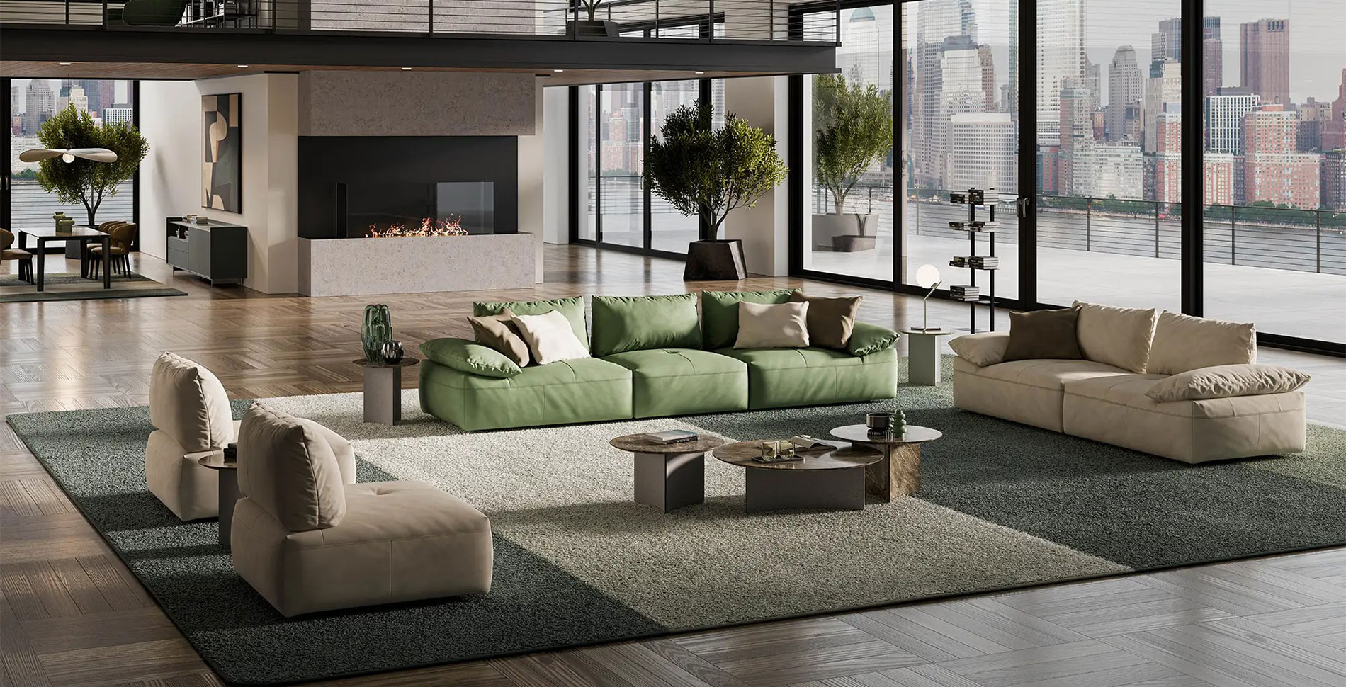SOFA DA THẬT JARDIN 3052