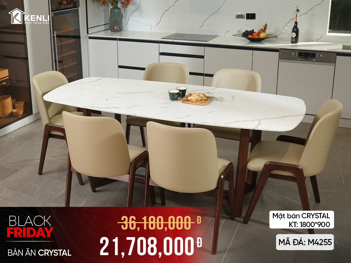 Mat ban Crystal da nhan tao mau trang M4255 KT 1800 900