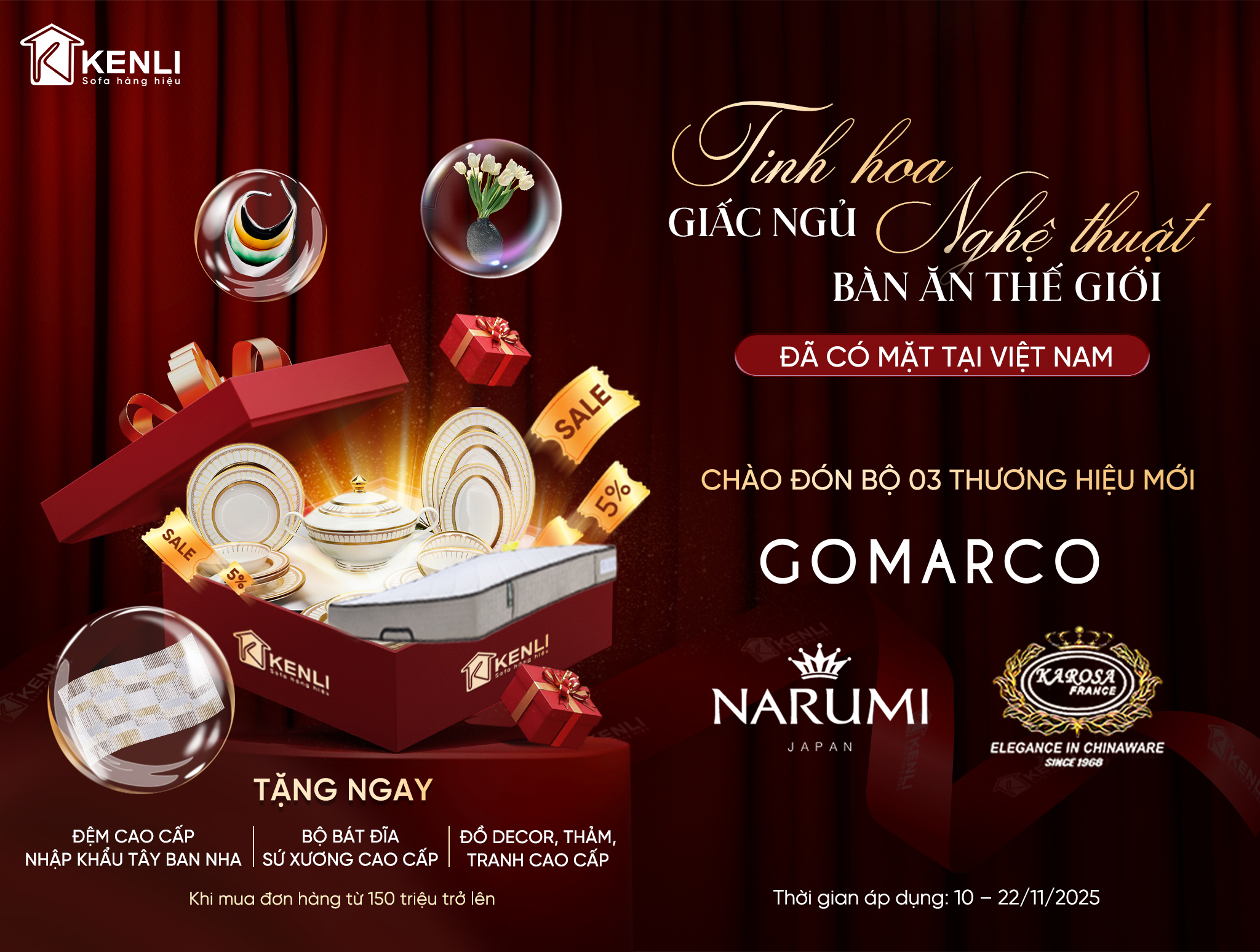 GOMARCO, NARUMI & KAROSA ĐÃ CÓ MẶT TẠI VIỆT NAM – TRẢI NGHIỆM CHUẨN SỐNG QUỐC TẾ CÙNG KENLI